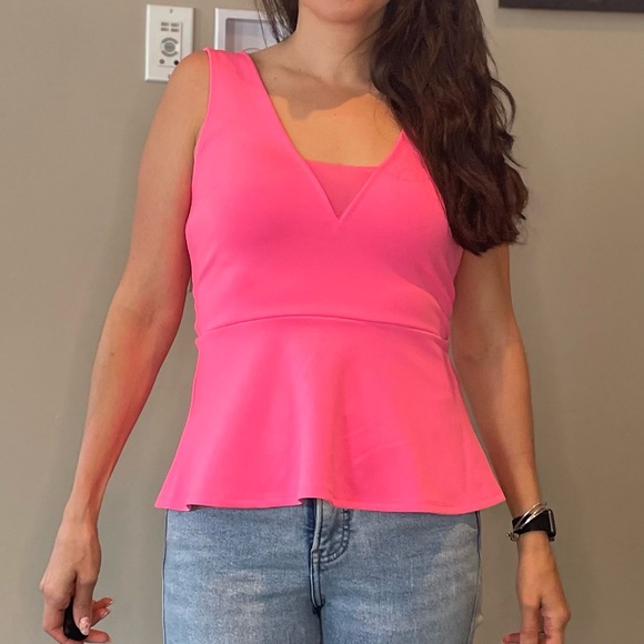 Express Neon Pink Fit & Flare Tank Top - Picture 2 of 7